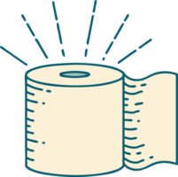 illustration d'un papier toilette de style tatouage traditionnel png