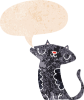 dessin animé chat avec discours bulle dans grunge affligé rétro texturé style png
