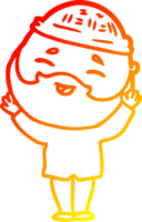 warm gradient line drawing of a cartoon happy bearded man png