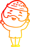 caloroso gradiente linha desenhando do uma desenho animado feliz barbudo homem png