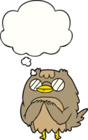 cartoon wise old owl with thought bubble png