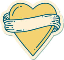 sticker of tattoo in traditional style of a heart and banner png