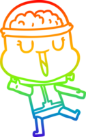rainbow gradient line drawing of a happy cartoon robot png
