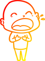 warm gradient line drawing of a cartoon shouting bald man png