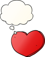 cartoon heart with thought bubble in smooth gradient style png