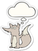 cartoon wolf with thought bubble as a printed sticker png