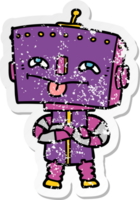 distressed sticker of a cartoon robot png