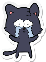 adesivo de um gato chorando de desenho animado png
