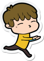 sticker of a cartoon curious boy png