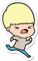 sticker of a cartoon stressed man png