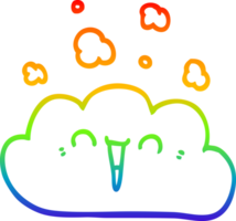 regenboog helling lijn tekening van een tekenfilm rook wolk png