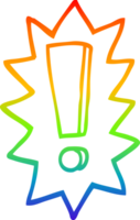 rainbow gradient line drawing of a cartoon exclamation mark png