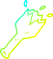 cold gradient line drawing of a cartoon  smashed glass bottle png