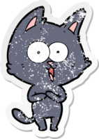 pegatina angustiada de un divertido gato de dibujos animados png