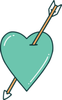 iconic tattoo style image of an arrow and heart png