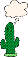 tekenfilm cactus met gedachte bubbel in grappig boek stijl png