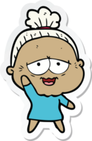 sticker of a cartoon happy old lady png