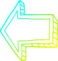 cold gradient line drawing of a cartoon directing arrow png