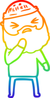 rainbow gradient line drawing of a cartoon man with beard png