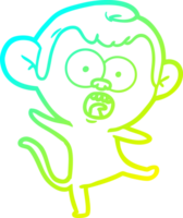 cold gradient line drawing of a cartoon shocked monkey png