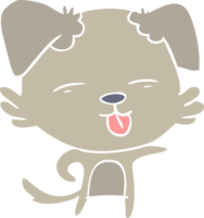 chien de dessin animé de style plat couleur qui sort la langue png