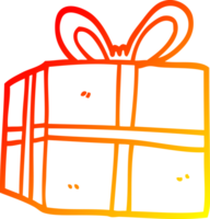 warm gradient line drawing of a cartoon wrapped present png