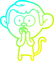 cold gradient line drawing of a cartoon shocked monkey png