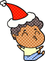 hand drawn comic book style illustration of a man pouting wearing santa hat png