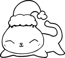 chat de noël dessin animé mignon png