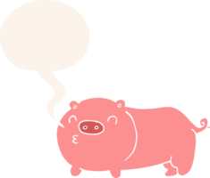 cartoon pig with speech bubble in retro style png