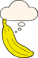 dibujos animados plátano con pensamiento burbuja en cómic libro estilo png