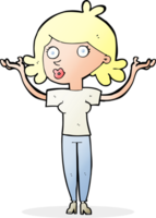 cartoon woman throwing arms in air png