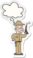 cartoon sheriff with thought bubble as a printed sticker png