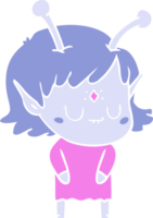 flat color style cartoon alien girl png