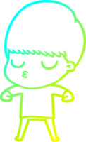 cold gradient line drawing of a cartoon calm boy png