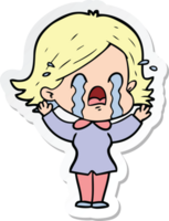 sticker of a cartoon woman crying png