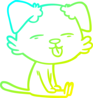 cold gradient line drawing of a cartoon dog sticking out tongue png