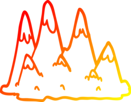 warm helling lijn tekening van een tekenfilm bergen png