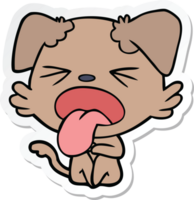 sticker of a cartoon disgusted dog sitting png