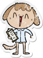 distressed sticker of a cute cartoon dog png