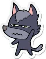 adesivo de um lobo irritado de desenho animado png