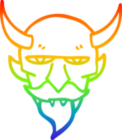 rainbow gradient line drawing of a cartoon devil face png