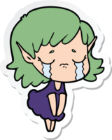 sticker of a cartoon crying elf girl png