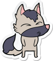 sticker of a cartoon wolf pouting png