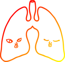 warm helling lijn tekening van een tekenfilm longen png