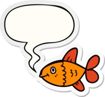 dessin animé poisson avec discours bulle autocollant png