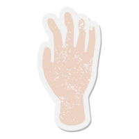 etiqueta engomada del grunge de la mano que agita png