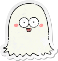 distressed sticker of a cartoon friendly ghost png