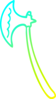 cold gradient line drawing of a cartoon medieval axe png