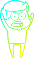 cold gradient line drawing of a cartoon shocked man png